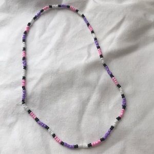 Pink and purple seed bead choker